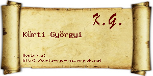 Kürti Györgyi névjegykártya